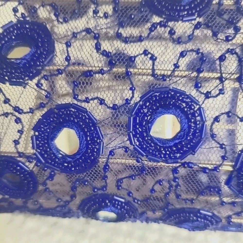 Purple Lamp Shade, Beaded Metal Frame,Tiny Mirrors Shabby Chic Feminine 6" X 5" - Picture 6 of 8